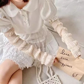 Кружевные солнцезащитные рукава Прозрачные солнцезащитные рукава Свободные рукава для защиты рук вождение чёрный