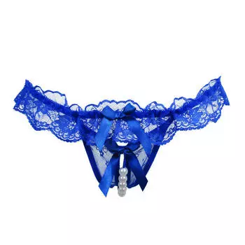 Кружевные стринги с открытой промежностью, сетчатые жемчужные массажные женские сексуальные брюки