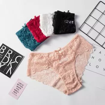 Кружевные трусики с вышивкой, прозрачное сексуальное нижнее белье с низкой талией, мягкие дышащие трусы для женщин и девочек S вино красного