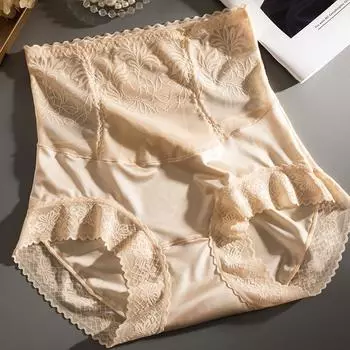 Кружевные трусики с высокой талией, женские контрольные трусики, подтягивающие живот и подтягивающие ягодицы, антибактериальное, высокая эластичность, треугольное нижнее белье большого размера M чёрный