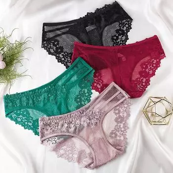 Кружевные трусики, женские дышащие ажурные трусики на шнуровке с низкой посадкой, трусики для подростков, прозрачные соблазнительные трусы L