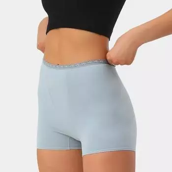 Кружевные трусики женские хлопковые боксеры с высокой талией, приподнимающие бедра дышащие защитные трусы нескользящие трикотажные шорты-боксеры S