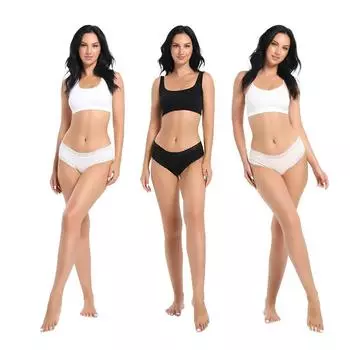 Кружевные трусики женские, с заниженной талией, из чистого хлопка, с кружевными трусиками S