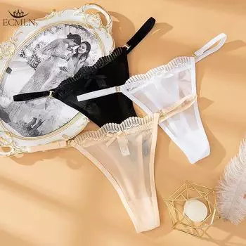 Кружевные трусики Женские Сексуальные Тюлевые Трусики С Низкой Посадкой Стринги Нижнее Белье Женские Сексуальные Трусики Стринги Кружевное Белье M