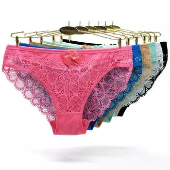 Кружевные трусы, Новое поступление, сексуальные хлопковые женские кружевные трусы, 6 шт./лот M