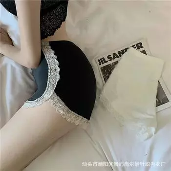 Кружевные защитные брюки женские летние непромокаемые можно носить тонкие молочные ледяные шелковые женские леггинсы средней посадки M size (85-120) чёрный