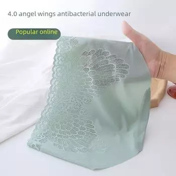 Кружевные женские бесшовные трусы из ледяного шелка с хлопковой вставкой Extra Large