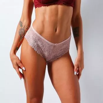 Кружевные женские трусики, бесшовное нижнее белье с низкой талией и Т-образной спинкой, дышащие стринги, стринги, S-2XL, большие размеры M красный
