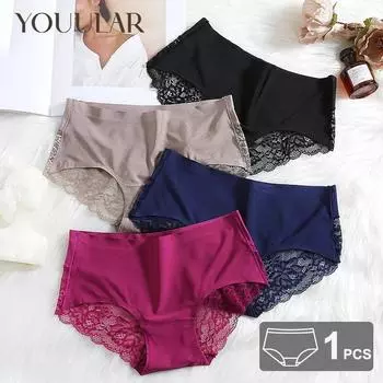 Кружевные женские трусики большого размера M-3XL, мягкое и уютное нижнее белье, женские шелковые атласные трусы, дышащие трусы, сексуальное женское белье M