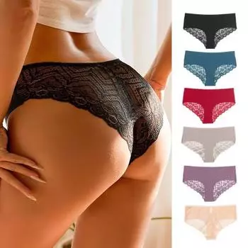 Кружевные женские трусики Ice Silk Дышащее нижнее белье Femme Sweet Briefs Сексуальное женское белье Мягкие удобные трусы S фиолетовый