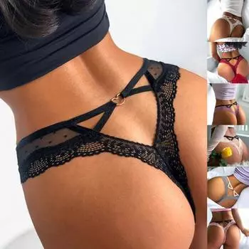 Кружевные женские трусики с низкой талией, прозрачные, с вырезом, утягивающие бедра, сексуальные M