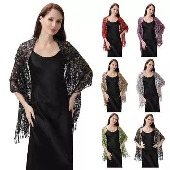 Кружево и пайетки, шаль, накидка для вечерних платьев, свадебный декор, шарф, элегантный хиджаб, покрывало для праздников Рамадана, женская скромная мода, цветочная шаль серебряный/белый