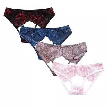 Кружево Полностью Открытая Спина Открытая Промежность Сексуальное Сексуальное Белье Перфорированное Белье Трусики Размер [VIVISHOW] Женские Прозрачные O-Back (4 цвета, L)