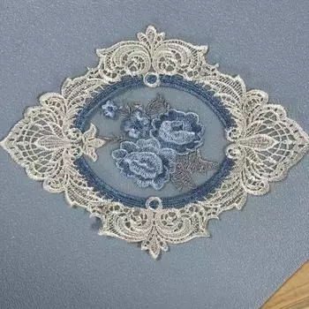 Кружево вышитое винтажное кружево чехол для подставки под прибор полотенце коврик для чайного столика декоративный орнамент скатерть флаг One Size синий