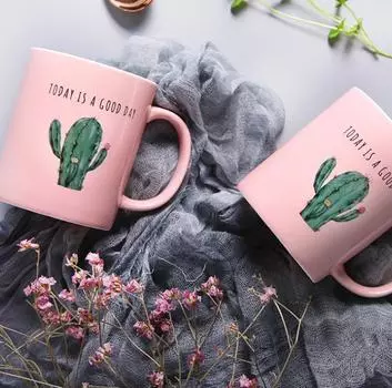Кружка 300 мл, керамическая чашка для воды, креативная кофейная чашка с растением, кактусом, офисная чашка для молока