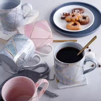 Кружка 380 мл, керамическая чашка из скандинавского мрамора, креативная чашка для пары, офисная чашка, чашка для молока, кофейная чашка