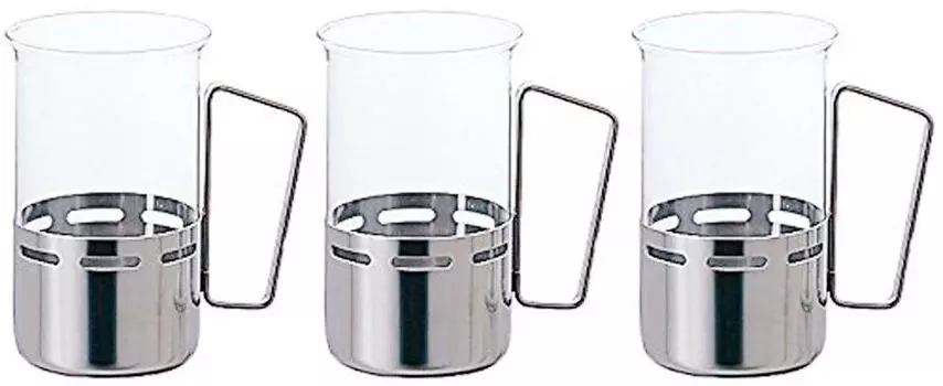 Кружка Adelia Glass Mug, термостойкая, держатель, 300 мл, набор из 3 шт., термостойкое стекло [безопасно для микроволновой печи/выдерживает высокие температуры] F-37440 чистый