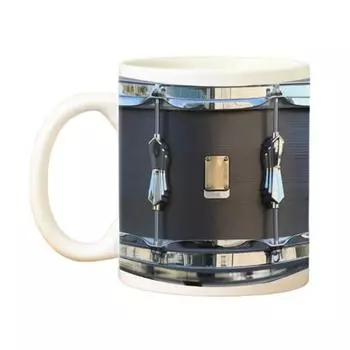 Кружка-барабан винтажная с ложкой, термостойкая, дизайн барабана, посуда для напитков, креативная кофейная чашка для барабанщика, чай White
