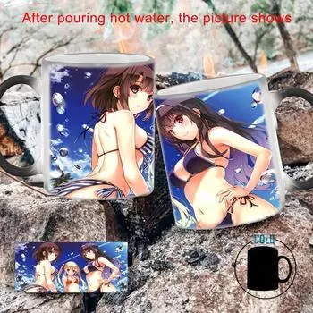 Кружка Bikini Girls, меняющая цвет BSKT-045, посуда для напитков, чашка для завтрака, меняющая цвет, кружки для кофе, персонализированные подарки, керамические, индивидуальные 350ml