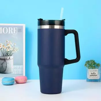 Кружка Bingba 30 унций, Двухслойная кружка с ручкой, окрашенная методом напыления в истинный цвет, Креативная офисная кружка, Кружка для пива для улицы 30oz тёмно-синий