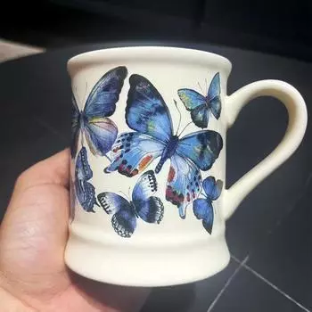 Кружка British Blue Butterfly Cup Керамические чашки для дома и офиса, чашка для воды для девушек, высокий уровень внешнего вида, большая емкость 301-400ml