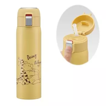 Кружка-бутылка Skater Straw Mug Bottle 480 мл Бутылка для воды из нержавеющей стали для холодного хранения Disney Winnie the Pooh Relax One Touch Open STOT5ST-A