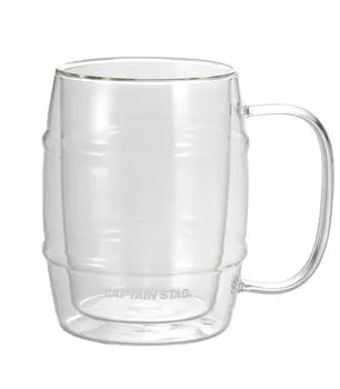 Кружка CAPTAIN STAG из термостойкого стекла с двойными стенками, двойная структура, бочкообразная, прозрачная, 1000 мл, UW-2032 чистый