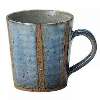Кружка-чашка Marui Seito Shigaraki Ware Hechimon, большая, Aohagi Tatesen, 330 мл, стильная, керамическая, ручная работа, традиционное ремесло, сделано в Японии