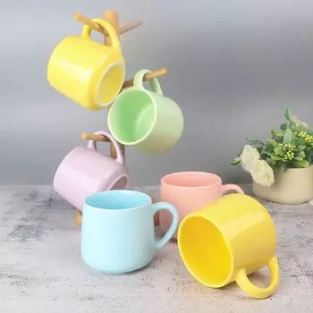 Кружка цвета макарон с однотонной керамикой, термостойкая для горячей воды, молока, кофе, чая, питьевых принадлежностей розовый
