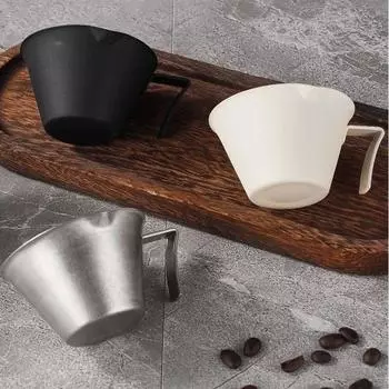 Кружка для экстракции жидкости, прочная мерная кружка для кофе, чашка для унций с ручкой, нержавеющая сталь, градуированная для эспрессо 100ml серебряный