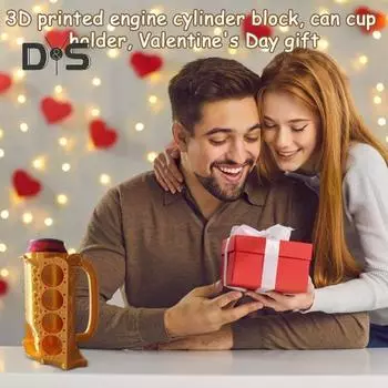 Кружка для блока двигателя, напечатанная на 3D-принтере, держатель для блока двигателя, кружка для пивной банки с изображением механика, подарок для мужчин, пап, друзей, автолюбителей жёлтый