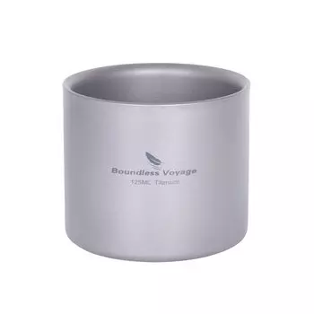 Кружка для чая Boundless Voyage Titanium Double Titanium Coffee Tea 125 мл Ti3047D, со стенками, чашка, легкая, прочная, для кемпинга, на открытом воздухе, стильная, чашка, чашка,
