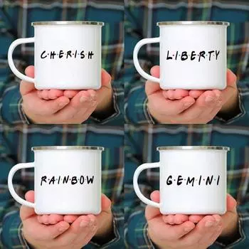 Кружка для чая Friends Creative Enamel с ручкой для женщин, для завтрака, десерта, молока, кружки для путешествий, кофе, воды, праздничные подарки 1pcs