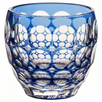 Кружка для холодного сакэ Kagami Crystal, цвет голубой гортензии, 80 куб. см, Edo Kiriko, традиционный мастер Сатоши Набетани T535-2684CCB