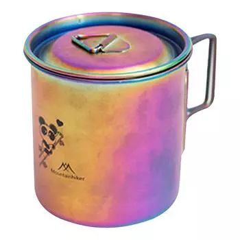 Кружка для кемпинга из нержавеющей стали с крышкой и складной ручкой, 330 мл, цветная