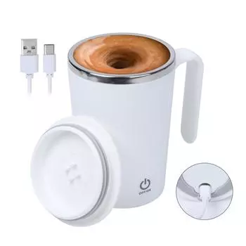 Кружка для кофе Большая 400 мл Большая емкость 304 Нержавеющая сталь Автоматическая Магнитная Саморазмешивающаяся кружка для кофе Для Офиса Школы Спортзала 301-400ml белый