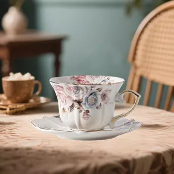 Кружка для кофе, Чашка для чая Коммерческое использование Цветочный дизайн Подарки с ручками, Легко чистить Вместимость 200 мл Дом