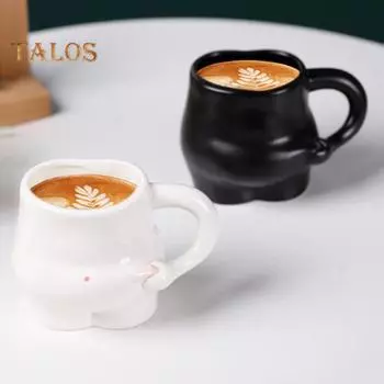 Кружка для кофе Fat Belly объемом 320 мл. Милая керамическая кружка. Забавные чашки для завтрака, чая ручной работы. Новинка. Посуда. Подарки на праздники и новоселье.