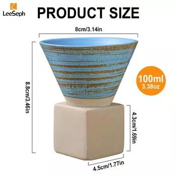 Кружка для кофе из грубой керамики с основанием, креативная винтажная треугольная коническая керамическая чашка-воронка 100 мл/3,38 унции, для любителей кофе и чая жёлтый