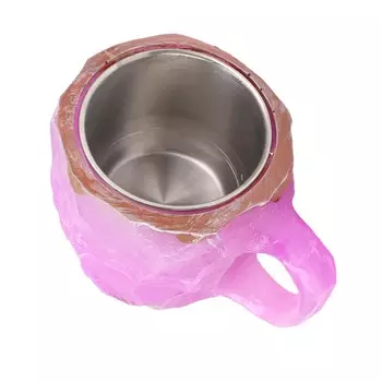 Кружка для кофе из имитации минерального кристалла 320 мл, из смолы, роскошная декоративная кружка для кофе из нержавеющей стали фиолетовый