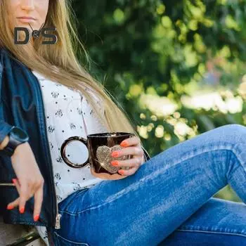 Кружка для кофе из искусственного хрусталя 200 мл в форме сердца со стразами, кружка для игристого пива и молока, многофункциональная чашка для чая для любителей кофе 200ML