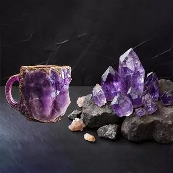 Кружка для кофе из натуральной смолы и минерального хрусталя Кружка для кофе из натурального агата Фиолетовая большая вместительная чашка для чая Новинка Декор из хрусталя