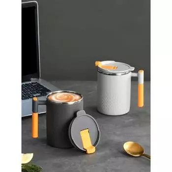 Кружка для кофе из нержавеющей стали 304 с ручкой, переносная чашка для воды, двухслойный изолированный стакан, термостойкая посуда для напитков 401-500ml