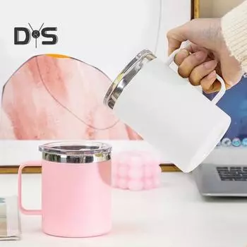 Кружка для кофе из нержавеющей стали с ручкой, раздвижной крышкой, двойной стенкой, вакуумной изоляцией, дорожная чашка для горячих и холодных напитков, чашка для чая без брызг 450ML синий