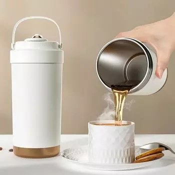 Кружка для кофе из нержавеющей стали с двойными стенками, термос большой емкости 500 мл, керамические термосы, многоразовая домашняя посуда для питья с трубочкой 500ML белый