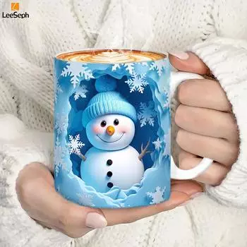Кружка для кофе Leeseph Christmas 3D Snowman, керамическая забавная кружка для кофе, отличный сюрприз на день рождения или Рождество для друга или коллеги 350ml