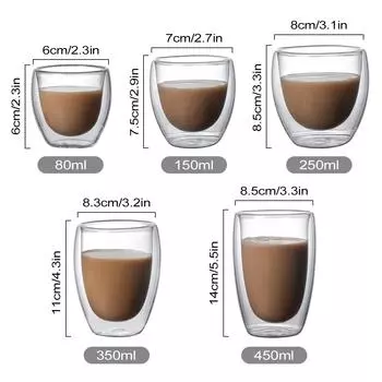 Кружка для кофе Leeseph, стеклянная чашка, двойные стенки, высокопрочные прозрачные чашки для кофе, молока, сока, чая, посуда для напитков, кухонные принадлежности