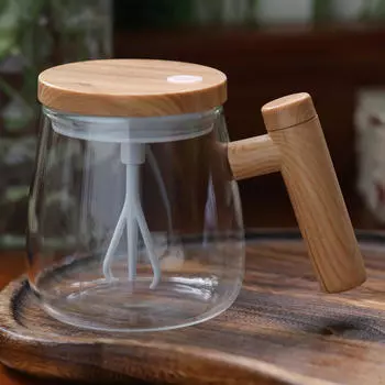 Кружка для кофе с автоматическим перемешиванием, автоматическая чашка, высокоскоростная, мощная, стеклянная, электрическая, самостоятельно смешивающая White