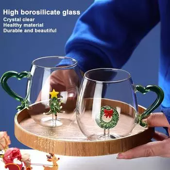 Кружка для кофе с изображением оленя рождественской елки 400 мл, стеклянная чашка со снеговиком из рождественской серии, детская чашка для воды и чая, бокал для вина, молочный бокал, декор для вечеринки 400ml