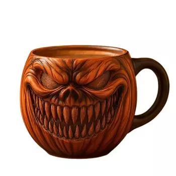Кружка для кофе с лицом тыквы на Хэллоуин, Оригинальная чашка из смолы, Глянцевая отделка, Цилиндрическая форма, Можно мыть в посудомоечной машине, Подарок для женщин, мужчин, детей One Size